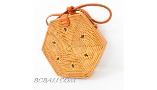 Shape rattan ata sling bags natural balinese handmade